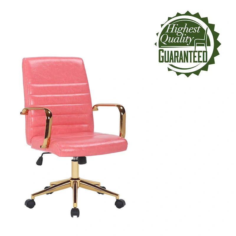 Porthos Home Franco Swivel Office Chair, PU Leather, Roller Wheels