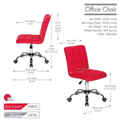 Porthos Home Alice Tufted Fabric Office Chairwith Metal Base