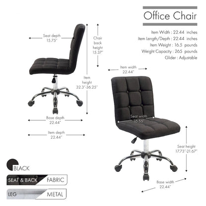 Porthos Home Alice Tufted Fabric Office Chairwith Metal Base