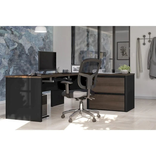Bestar Connexion L-desk with Oversized Pedestal