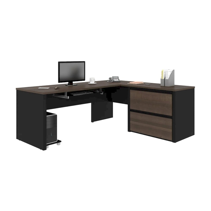 Bestar Connexion L-desk with Oversized Pedestal