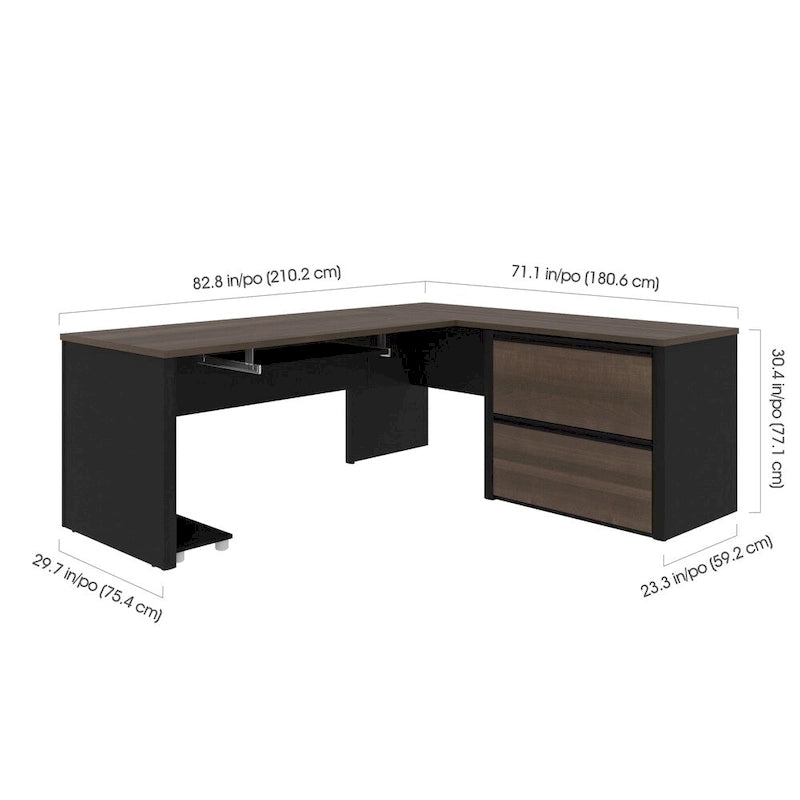 Bestar Connexion L-desk with Oversized Pedestal