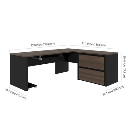 Bestar Connexion L-desk with Oversized Pedestal