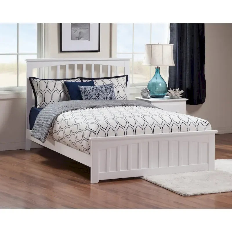 Mission Queen Foundation Bed Frame with Matching Footboard in White