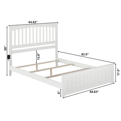Mission Queen Foundation Bed Frame with Matching Footboard in White