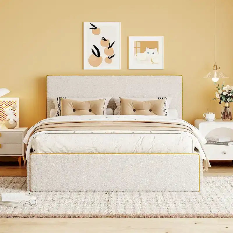 Full Size Upholstered Platform Bed with 4 Drawers