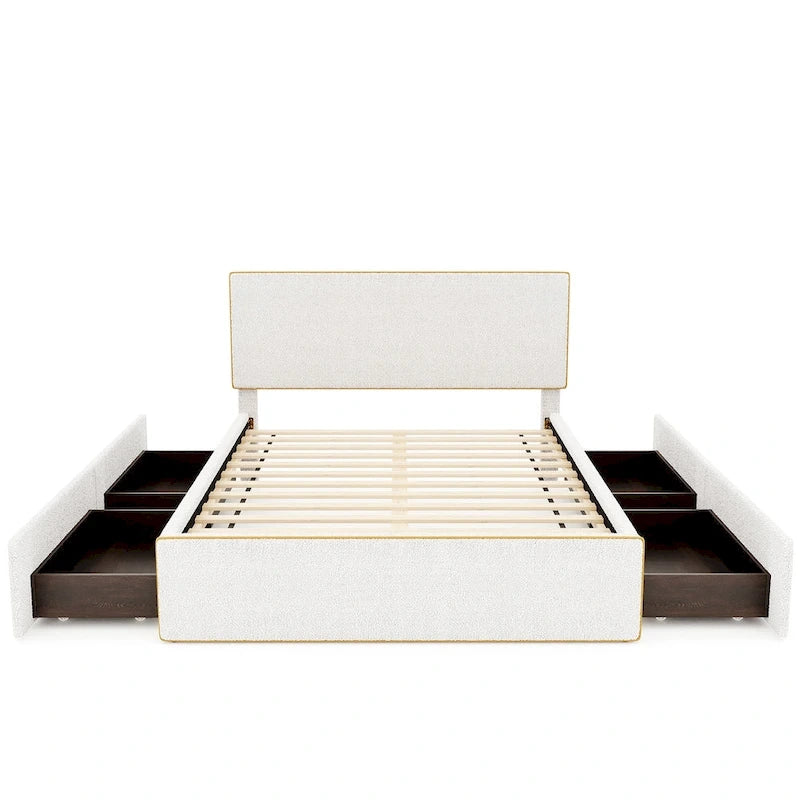 Full Size Upholstered Platform Bed with 4 Drawers