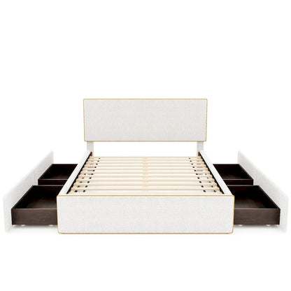 Full Size Upholstered Platform Bed with 4 Drawers