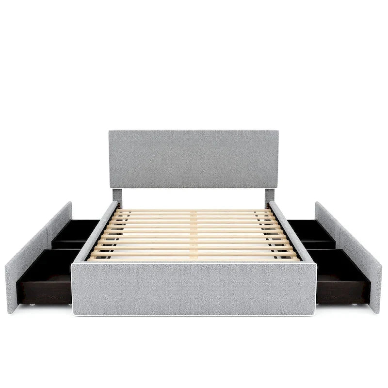 Full Size Upholstered Platform Bed with 4 Drawers