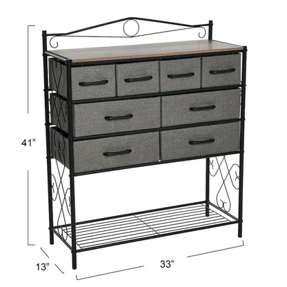 Household Essentials Victoria Dresser Table Storage Organizer with 8 Drawers and Shoe Shelf