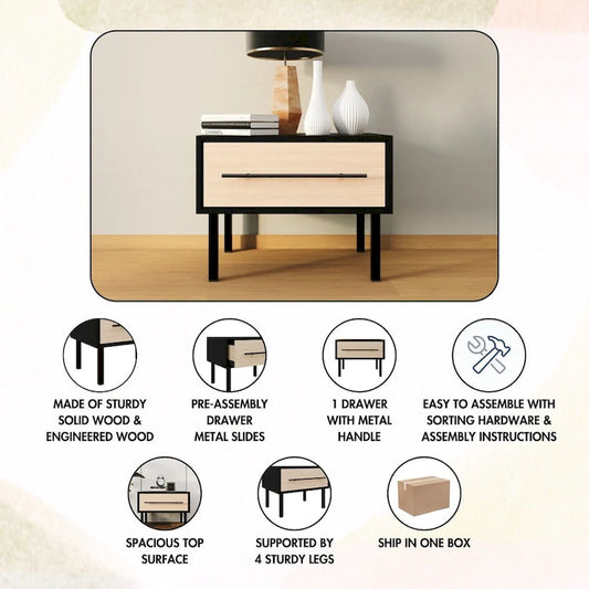 CraftPorch Transitional 1-Drawer Wooden Nightstand