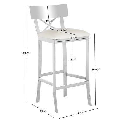 SAFAVIEH Ofelia 30 Inch Stainless Steel Cross Back Black Bar Stool - 17.5 x 18.8 x 39 - 18Wx19Dx39H