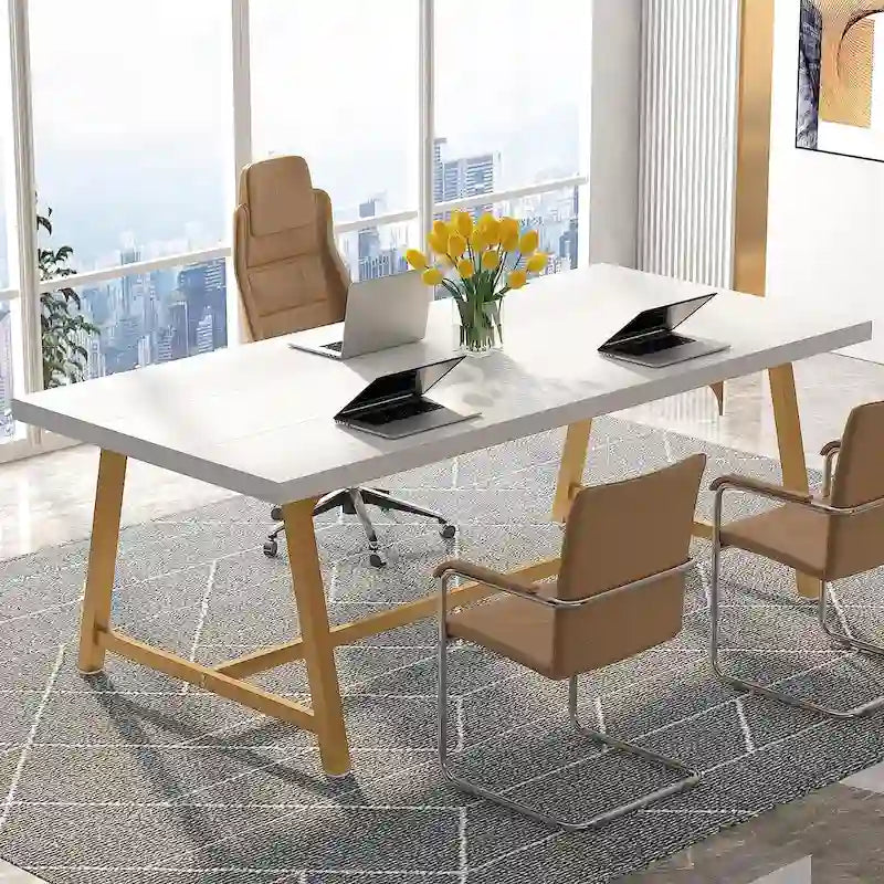 6FT Rectangle Conference Table, 70.9L Meeting Table for 6 People