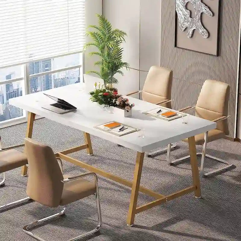6FT Rectangle Conference Table, 70.9L Meeting Table for 6 People