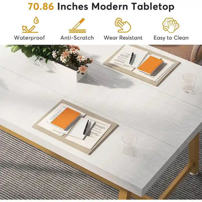 6FT Rectangle Conference Table, 70.9L Meeting Table for 6 People