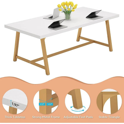 6FT Rectangle Conference Table, 70.9L Meeting Table for 6 People