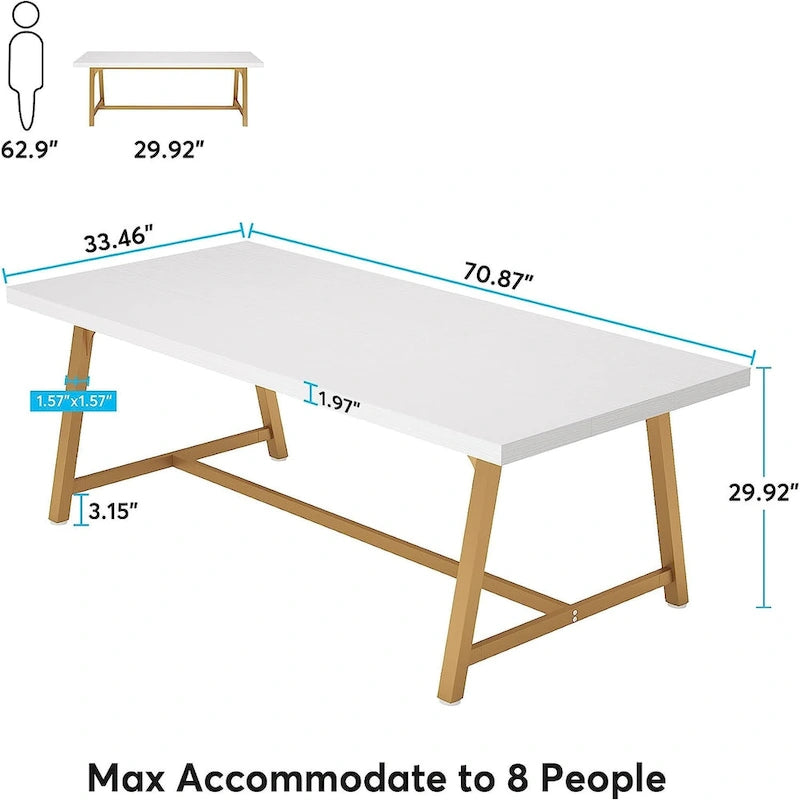 6FT Rectangle Conference Table, 70.9L Meeting Table for 6 People