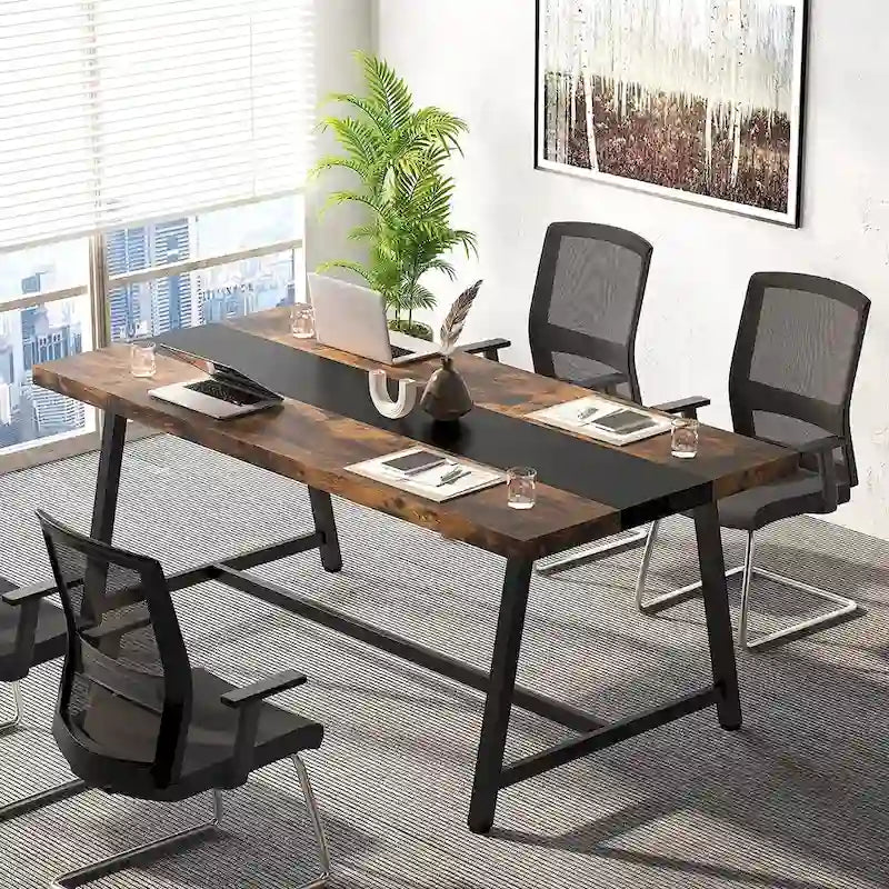 6FT Rectangle Conference Table, 70.9L Meeting Table for 6 People