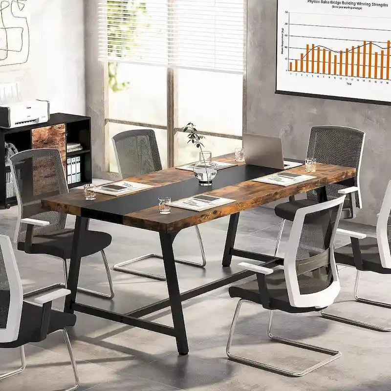 6FT Rectangle Conference Table, 70.9L Meeting Table for 6 People