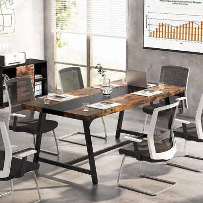 6FT Rectangle Conference Table, 70.9L Meeting Table for 6 People