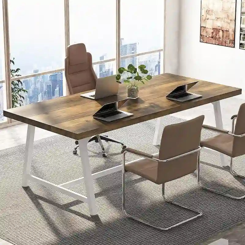 6FT Rectangle Conference Table, 70.9L Meeting Table for 6 People