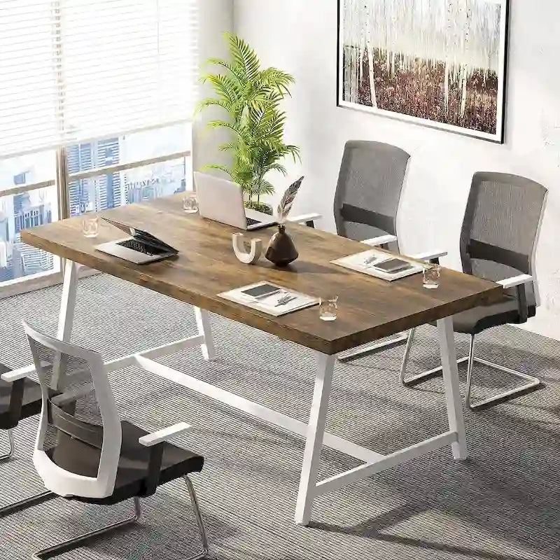 6FT Rectangle Conference Table, 70.9L Meeting Table for 6 People