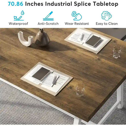 6FT Rectangle Conference Table, 70.9L Meeting Table for 6 People