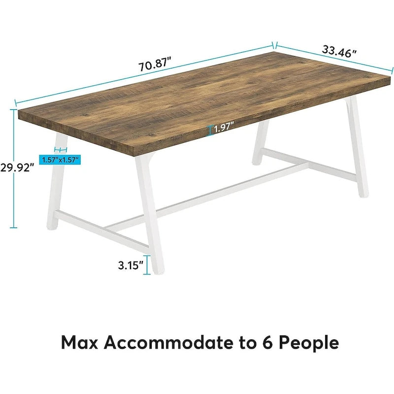 6FT Rectangle Conference Table, 70.9L Meeting Table for 6 People