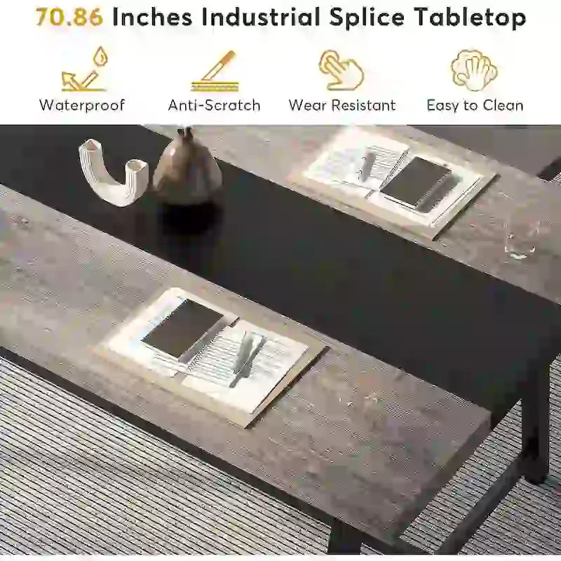 6FT Rectangle Conference Table, 70.9L Meeting Table for 6 People