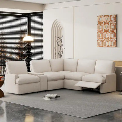 Metal 104 Power Recliner Corner Sofa Home Theater Reclining Sofa Sectional Couches with Storage Box, Cup Holders, USB Ports and Powe - image 1