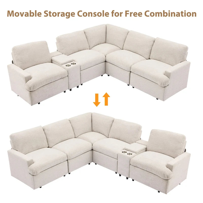 Metal 104 Power Recliner Corner Sofa Home Theater Reclining Sofa Sectional Couches with Storage Box, Cup Holders, USB Ports and Powe - image 4