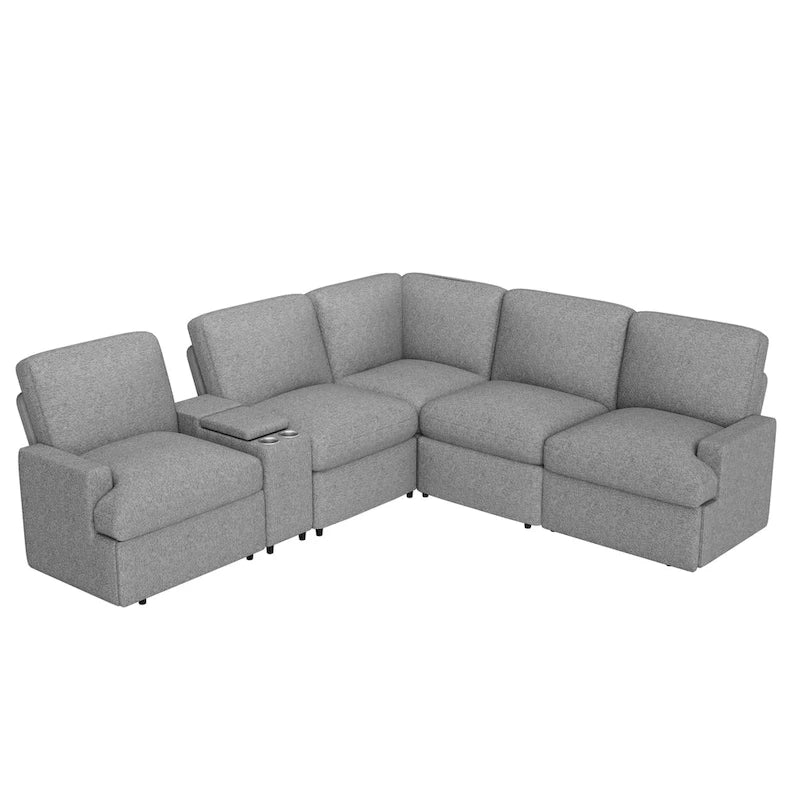 Metal 104 Power Recliner Corner Sofa Home Theater Reclining Sofa Sectional Couches with Storage Box, Cup Holders, USB Ports and Powe - image 8