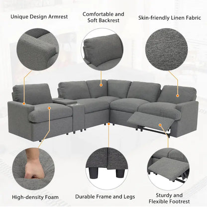 Metal 104 Power Recliner Corner Sofa Home Theater Reclining Sofa Sectional Couches with Storage Box, Cup Holders, USB Ports and Powe - image 11