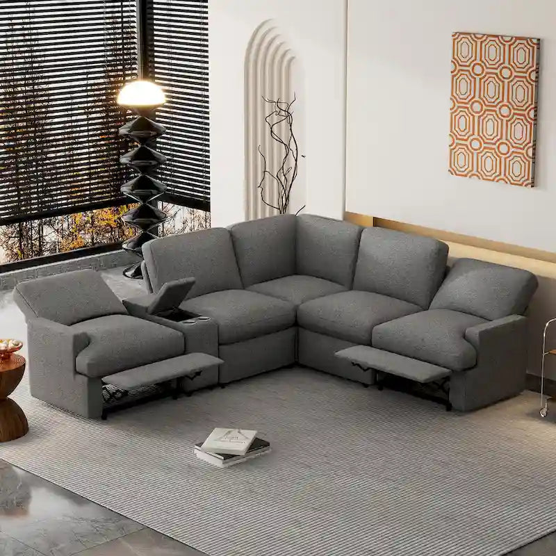 Metal 104 Power Recliner Corner Sofa Home Theater Reclining Sofa Sectional Couches with Storage Box, Cup Holders, USB Ports and Powe - image 13