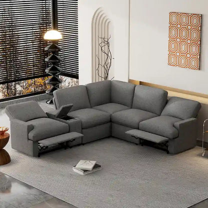 Metal 104 Power Recliner Corner Sofa Home Theater Reclining Sofa Sectional Couches with Storage Box, Cup Holders, USB Ports and Powe - image 13