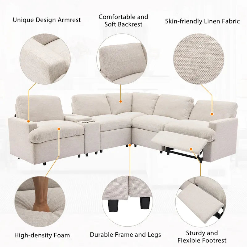 Metal 104 Power Recliner Corner Sofa Home Theater Reclining Sofa Sectional Couches with Storage Box, Cup Holders, USB Ports and Powe - image 16