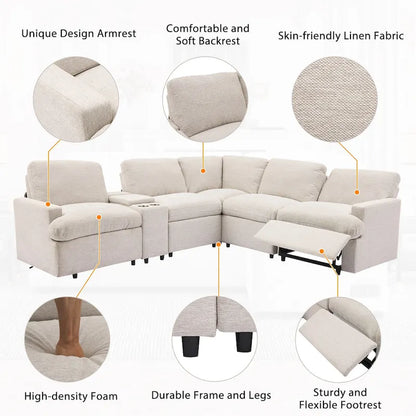 Metal 104 Power Recliner Corner Sofa Home Theater Reclining Sofa Sectional Couches with Storage Box, Cup Holders, USB Ports and Powe - image 16