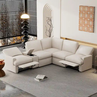 Metal 104 Power Recliner Corner Sofa Home Theater Reclining Sofa Sectional Couches with Storage Box, Cup Holders, USB Ports and Powe - image 18