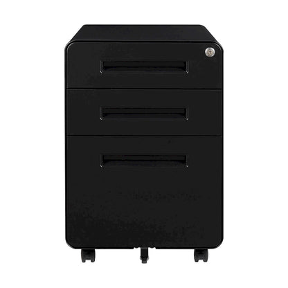 3-drawer Steel Filing Cabinets with Lock Mobile Under Desk Fully Assembled Cabinet
