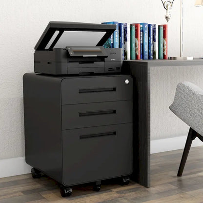 3-drawer Steel Filing Cabinets with Lock Mobile Under Desk Fully Assembled Cabinet