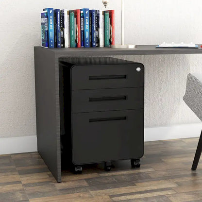 3-drawer Steel Filing Cabinets with Lock Mobile Under Desk Fully Assembled Cabinet