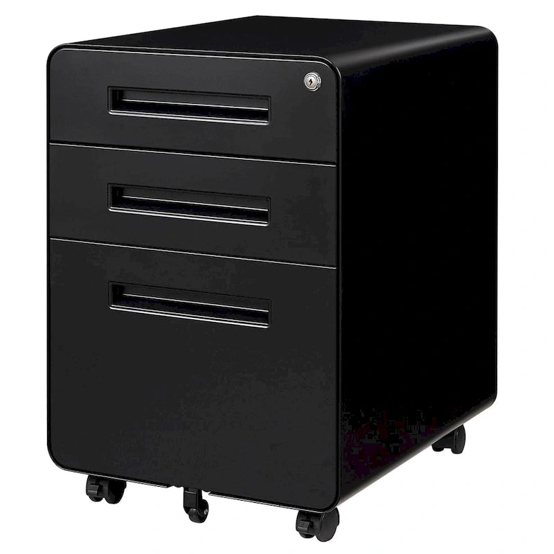3-drawer Steel Filing Cabinets with Lock Mobile Under Desk Fully Assembled Cabinet