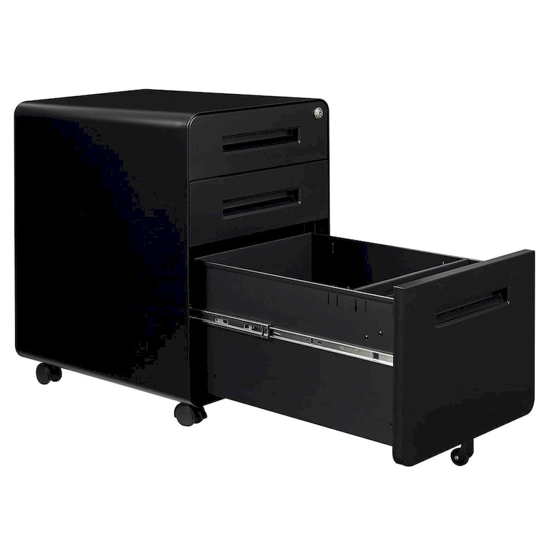 3-drawer Steel Filing Cabinets with Lock Mobile Under Desk Fully Assembled Cabinet