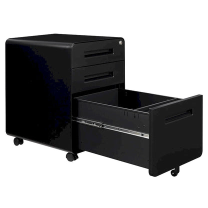 3-drawer Steel Filing Cabinets with Lock Mobile Under Desk Fully Assembled Cabinet