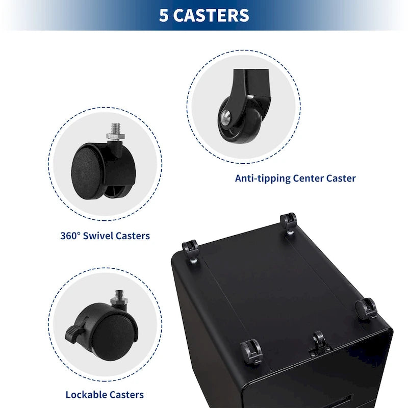 3-drawer Steel Filing Cabinets with Lock Mobile Under Desk Fully Assembled Cabinet
