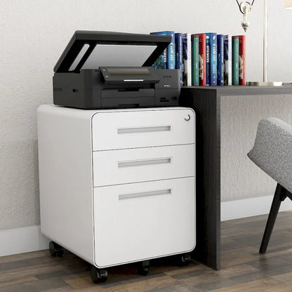 3-drawer Steel Filing Cabinets with Lock Mobile Under Desk Fully Assembled Cabinet