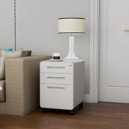 3-drawer Steel Filing Cabinets with Lock Mobile Under Desk Fully Assembled Cabinet