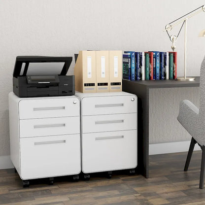 3-drawer Steel Filing Cabinets with Lock Mobile Under Desk Fully Assembled Cabinet