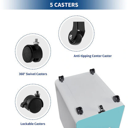 3-drawer Steel Filing Cabinets with Lock Mobile Under Desk Fully Assembled Cabinet