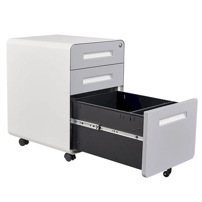 3-drawer Steel Filing Cabinets with Lock Mobile Under Desk Fully Assembled Cabinet